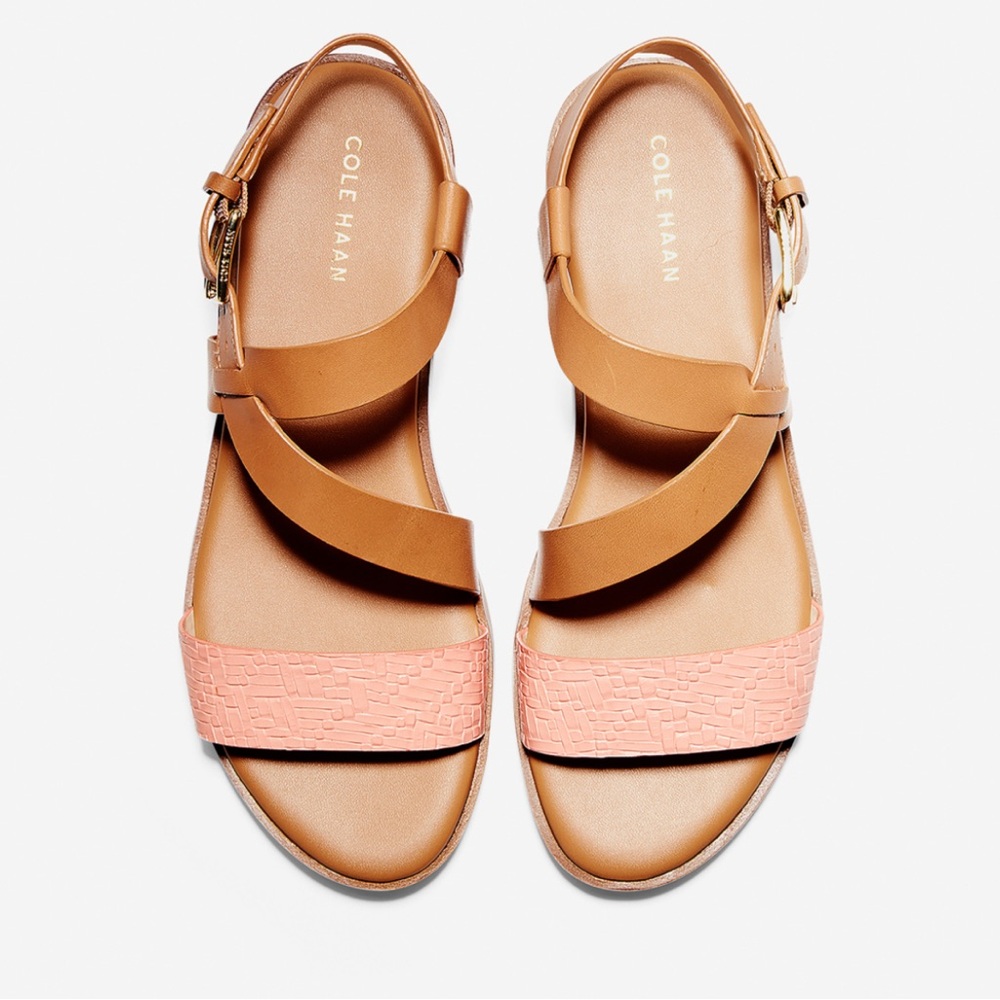 Cole Haan Tan and Pink Asymmetrical Sandals